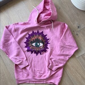 Delfi Pink Hoodie with White Drawstring new !